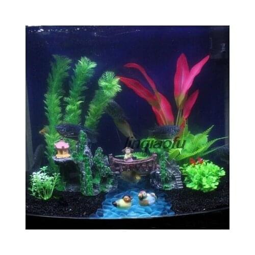 Landscaping sandstone combination rockery simulation aquatic plants decoration, A package 50 to 80CM fish tank decoration