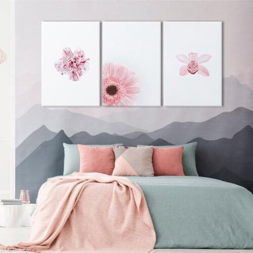 Modern Style Wall Art Canvas Poster Pink Flower Print Nordic Decorative Picture Painting Living Room Girl Room Unique Decoration