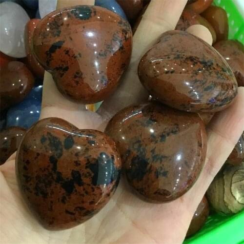 Natural Red Obsidian Crystal Stones Hand Carved Heart Ornaments
