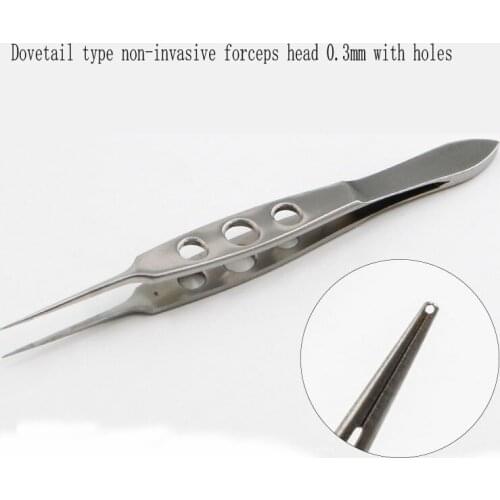 Stainless steel non-invasive vascular forceps 11cm straight tip with hole forceps vascular forceps head 0.3mm