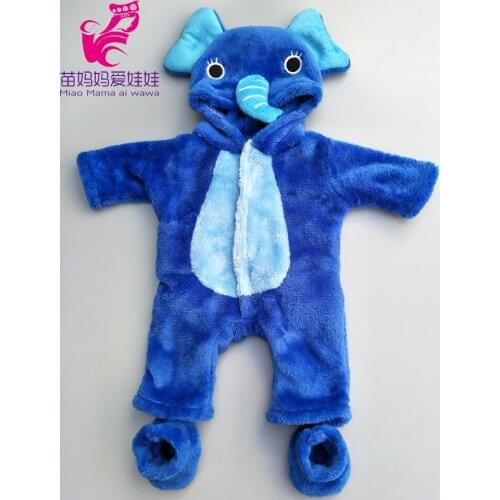 New arrival 38cm doll clothes for 43cm Bebe doll boy clothes pants blue elephant set for 17 inch doll fur pajama set
