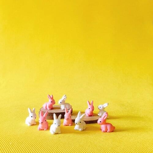 Wholesale 10 Pcs/cute bunny/miniatures/lovely cats/ animals/fairy garden gnome/terrarium decoration/crafts/bonsai/model/figurine