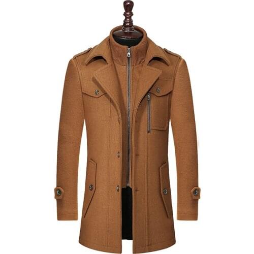 Autumn Winter Casual Solid Mens Woolen Coats With Detachable Liner Thick Warm Trench Jacket Parkas Street Outwear Tops Overcoat