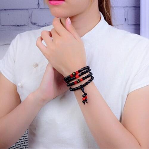 Drop shipping 6mm 108 Beads Natural Black chalcedony Round Bead Charms Lucky Bracelets Necklace Gift for Women Jades Jewelry