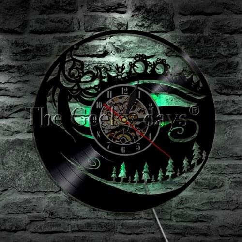 Merry Christmas Tree Snowman Silhouette LED Backlight Modern Light Vinyl Clock Color Change Decor Lamp Remote Control