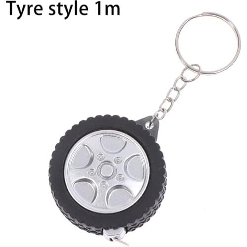 Sewing Tool Mini Retractable Tape 1m Tape Measure Centimeter/Feet For Travel Camping Tire Shape Keychain Ruler