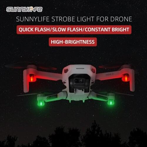 Sunnylife 4pcs Night Flight Light Strobe Flash Mini Lamps Navigation Lights for Mavic Mini 2/Mavic Air 2/FIMI X8SE/EVO II