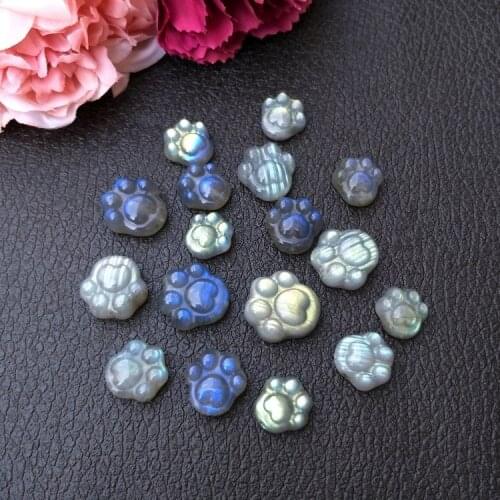 Loose beads black labradorite cat foot carved pendant 15MM for DIY jewelry making FPPJ wholesale beads nature