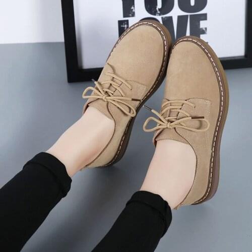 Womens Genuine Leather Shoes Autumn and Winter Flat Bottom Pumps Suede Womens Cowhide Casual Shoes Womens Shoes 2021 New