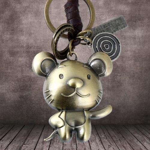 Vintage Rat Mouse Keychain Keyring Fashion Trinket Animal Car Keyfob Bag Pendant Key Chain Holder For Women Gift