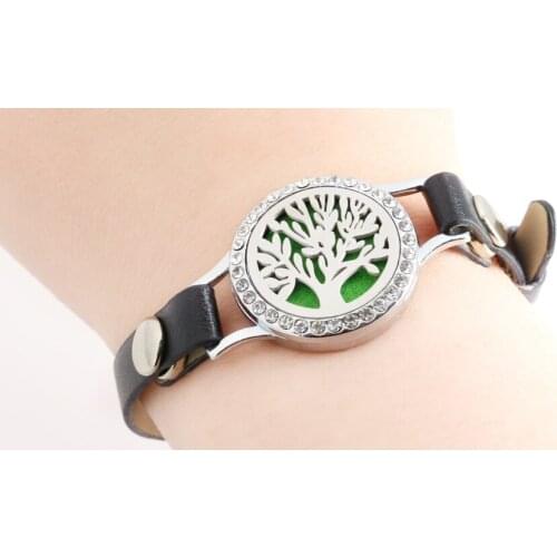 Jewelry for Women kids Bracelet gift Tree of life Believe Diffuser Locket Pu twist screw 25mm Essential Oil locket Aromatherapy