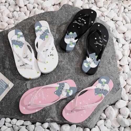 Women Shoes Summer Flip Flops Cute Cartoon Cat Bear Fashion Designer Beach Flip Flops Indoor Outdoor Soft Slippers Shower Slides