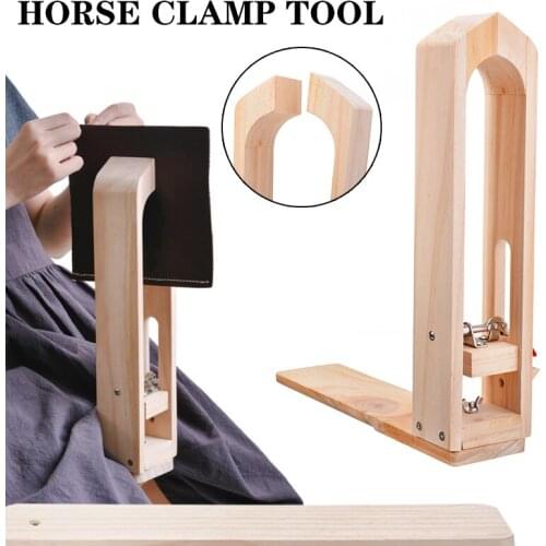 1PC Horse Clamp Tools Wooden Clip Leather Craft Hand Stitch Lacing Fixed Wooden Frame Horse Clamp Tools
