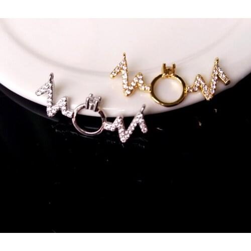 10Pics CZ crystal Angel Wing Double Bails Charm CZ zircon Micro pave Connector Jewelry Finding DIY Bracelet necklace making C162