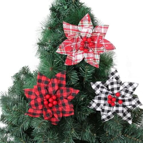 3pcs/lot 17cm Christmas Artificial Flower Home Decor Wedding Decoration Handmade Artificial Flowers Christmas Tree Ornaments