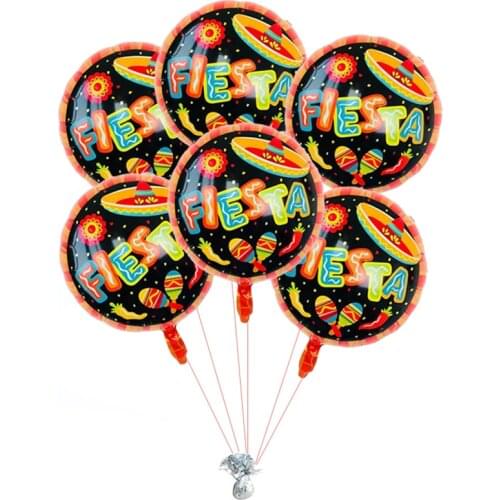 5pcs Fiesta Celebration Party Decorations Happy Birthday Llama linda Round 18inch Foil Helium Balloon Mexican Parties