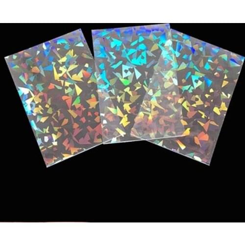 50pcs 65X90MM Broken Gemstone Glass Laser Flashing Card Film Card Sleeves Card Protector For Board Games Cards Case no seal