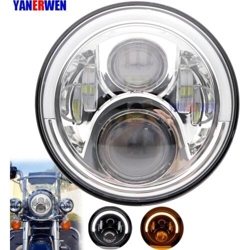 7 inch LED Headlights 7'' half ring headlight round motorcycle led headlight for Electra Glide Street Glide Fat Boy Road King