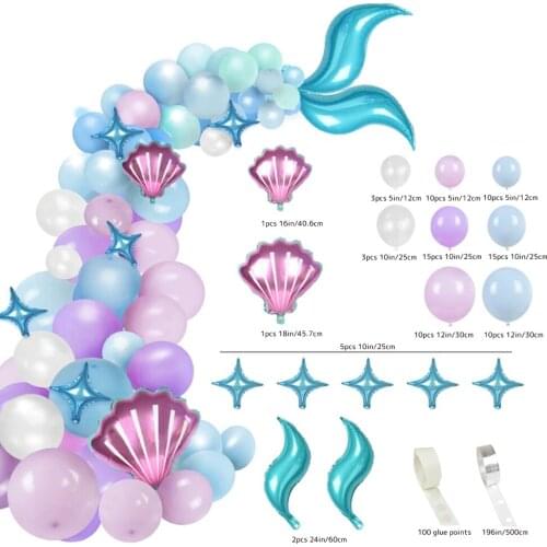 87pcs Under The Sea Little Mermaid Tail Balloon Set Garland Arch Mermaid Theme Birthday Party Baby Shower Decorations Supplies