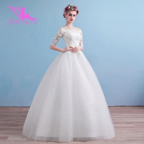 AIJINGYU 2021 floor length Customized new hot selling cheap ball gown lace up back formal bride dresses wedding dress FU291