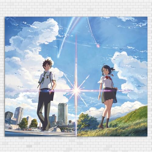 Love Animated Film Your Name Poster, Anime Kimi no na wa Movie Wall Picture, Mitsuha Miyamizu Taki Tachibana Prints Art Decor