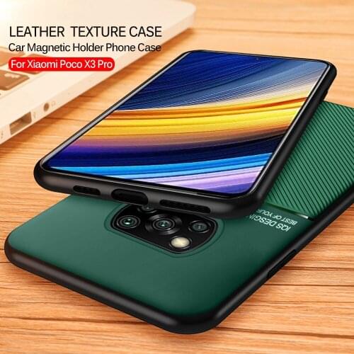 Car Magnetic Holder Case For Xiaomi Poco X3 Pro F3 M3 Pocco Poko Pocophone F M X 3 NFC Silicone Frame Bumper Leather Cover Coque