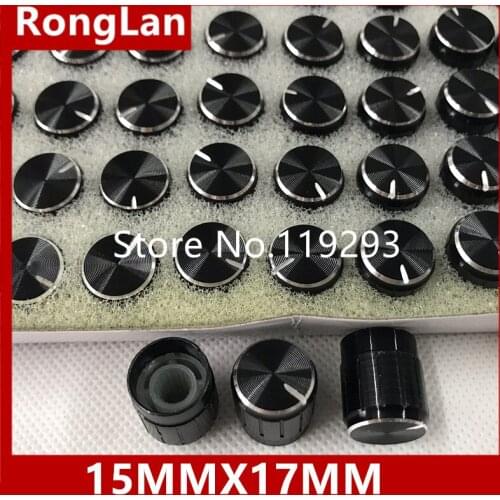[BELLA]Black aluminum shaft potentiometer knob to spend special sliver gold black flower shaft 15MMX17MM--100PCS/LOT