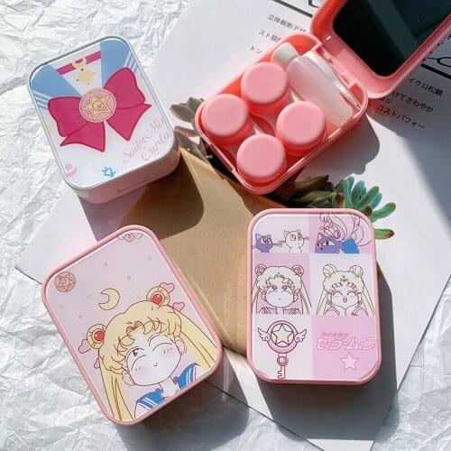 Pink Girl Contact Lens Case Box Cute Colored Contacts Lens Container Portable Travel Storage Box Gift For Girl