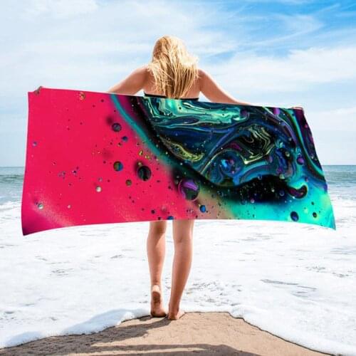 Fantastic Waves Microfiber Beach Towel Quick Drying Bath Towels For Swimming Sunscreen Shawl Beach Chair Cover Blanket Yoga Mat