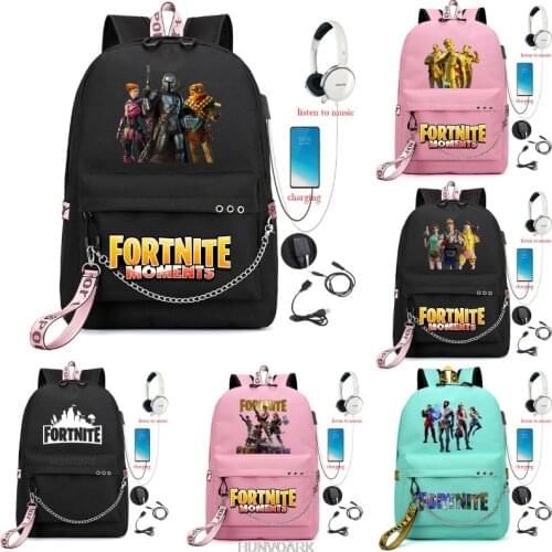 FORTNITE Backpack Women Men Laptop Backpack Male Usb Charging Canvas School Bags for Boys Girls Teenagers Mochila infantil