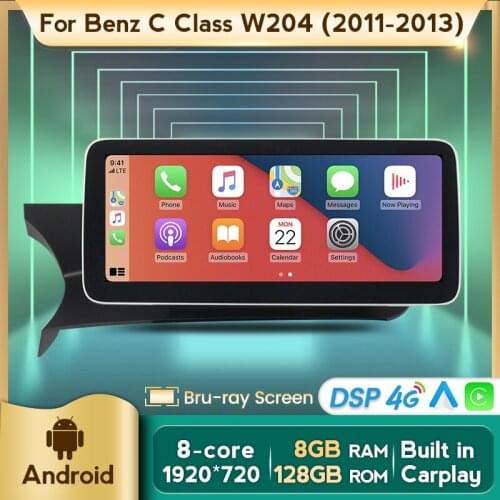 IPS HD 1920*720 Blu-ray Android 10 Car Multimedia DVD Stereo Radio Player GPS Navigation Carplay Auto For Benz C W204 2011-2014