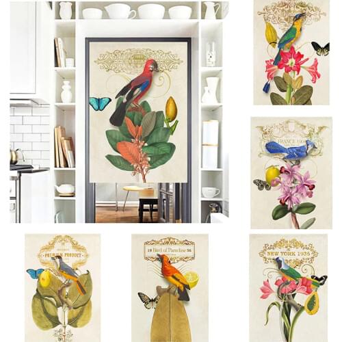 Chinese Style Retro Home Partition Curtain Bedroom Kitchen Door Curtain Home Decoration Dustproof Half Curtain