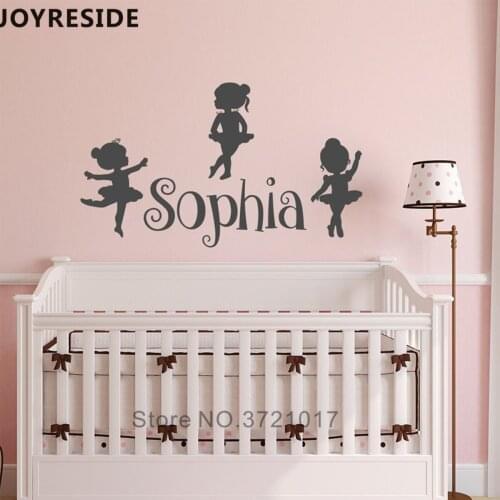 Little Ballerina Little Girls Wall Sticker Cute Lovely Custom Girls Name Wall Decor Home Girl Bedroom Decor Gift Wall Decal M255