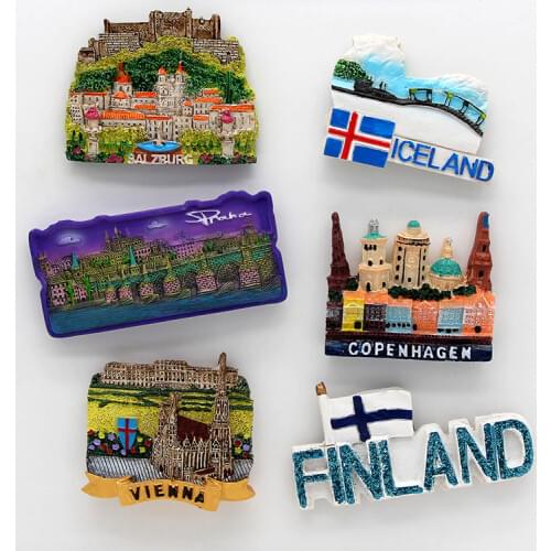 Copenhagen Prague Finland Spain bullfighter Germany refrigerator sticker fridge magnets gift World Tourism refrigerator sticker
