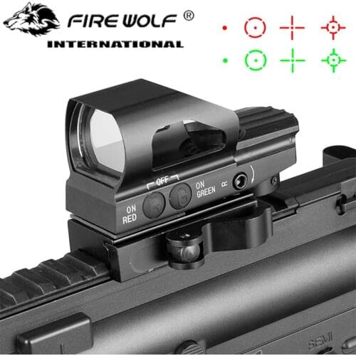 QD Weaver 20mm 1x33mm holographic telescopic sight for hunting with red and green dots and adjustable reflections in 4 reticles
