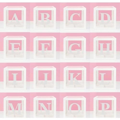 1Pcs Kid Birthday Balloon Packing Gift Boxes Letter A-Z Transparent Box Square Boy Girl Baby Shower Wedding Party Decoration