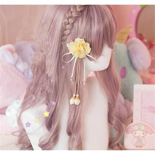 Handmade Lolita Rose Hair Accessories Tassel Flowers Hair Clip Girl Costume Hairpin Jewelry B1444
