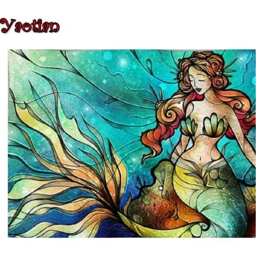 Cartoon Mermaid Princess Diamond Painting Cross Stitch Kits Handmade Diamond Embroidery Painting Living Room Home Decor