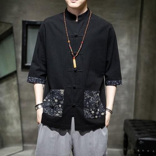 Traditional Chinese Clothing for Men Asian Clothes Tang Suit Cotton Chinese Shirt MenS Tunic Kung Fu Asian Clothes