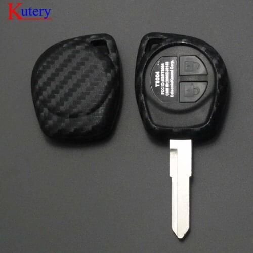 Kutery Carbon Silicone Smart Remote Key Case For Suzuki SX4 Swift Vitara Fiber Car Styling Fob Protection Cover Replace