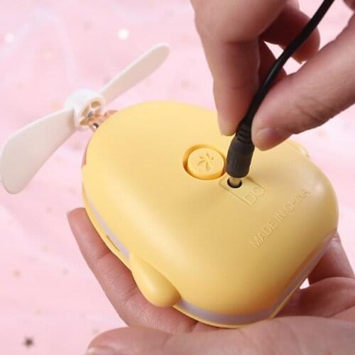 USB Handheld Cooling Fan Cosmetic Beauty Mirror 2 In 1 Portable Fan Rechargeable Battery Operated for Women Outdoor 425B