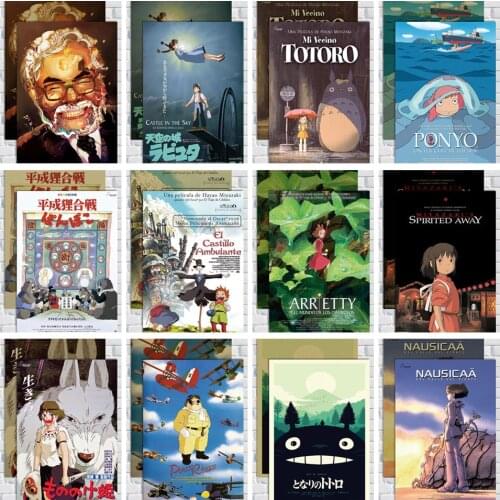 Vintage Poster Miyazaki Hayao Anime My Neighbor Totoro Kraft Paper Retro Posters Wall Art Painting Kidsroom Decor Sticker