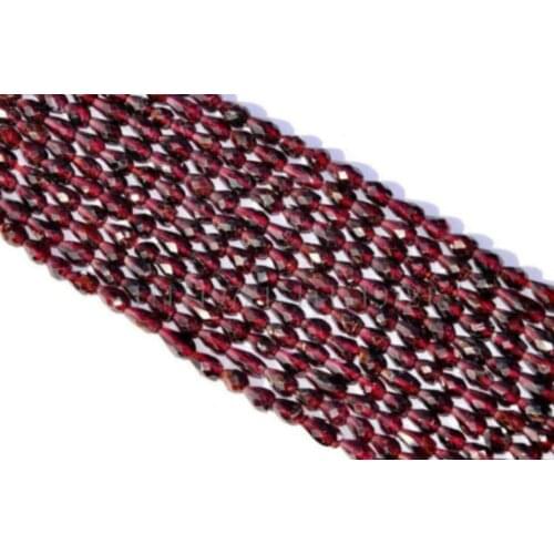 Wb 003096 Wholesale 5 Strands Charming 5x7mm AAA Faceted Red Garnet Drop Gems Loose Beads 15"