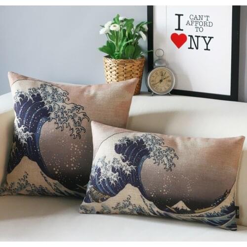 Japanese Kanagawa waves Pillow waterfall Pillow Cushion Childrens room decorative pillows home decor sofa cushion