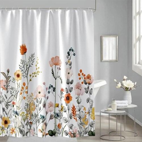 Watercolor Flower Bathroom curtain flora printed shower curtain waterproof polyester fabric bath curtain for bathroom home decor