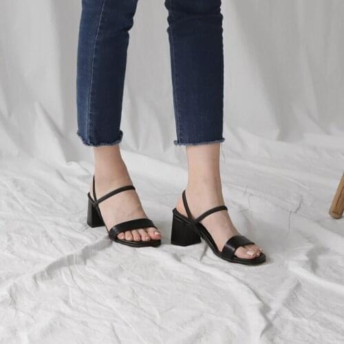 Women Sandals Ladies High Heel Slippers Open Toes Thick Heel Fashion Female Slides Summer Shoes Size 33-42 Black White