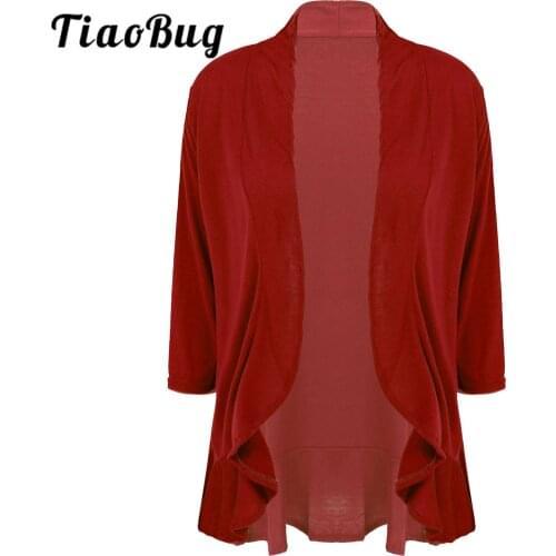 Womens Open Front Cardigans 3/4 Sleeve Shawls Wraps Draped Ruffle Solid Color Bolero Shrug for Sleeveless Dress Wedding Cover Up