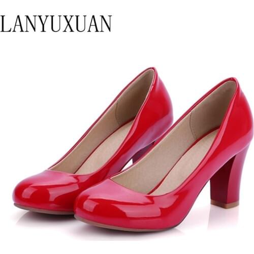 2017 Fashion Big Size 31-47 4 Colour New Spring Autumn Womens Pumps Women High Heels PU Party Wedding Shoes 222-7