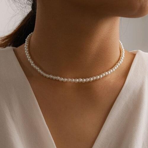 Pearl Necklaces For Women 4/6/8/10/14mm Simulated Pearl Chain Necklace Collier Femme Choker Wedding Bridal Jewelry Party Gifts