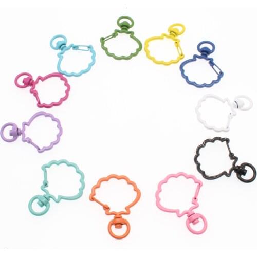 10PCS Shell Colorful Key Chain Ring Metal Lobster Clasp Clips Bag Car Keychain DIYJewelry Accessories Key Hooks Hook Up Base